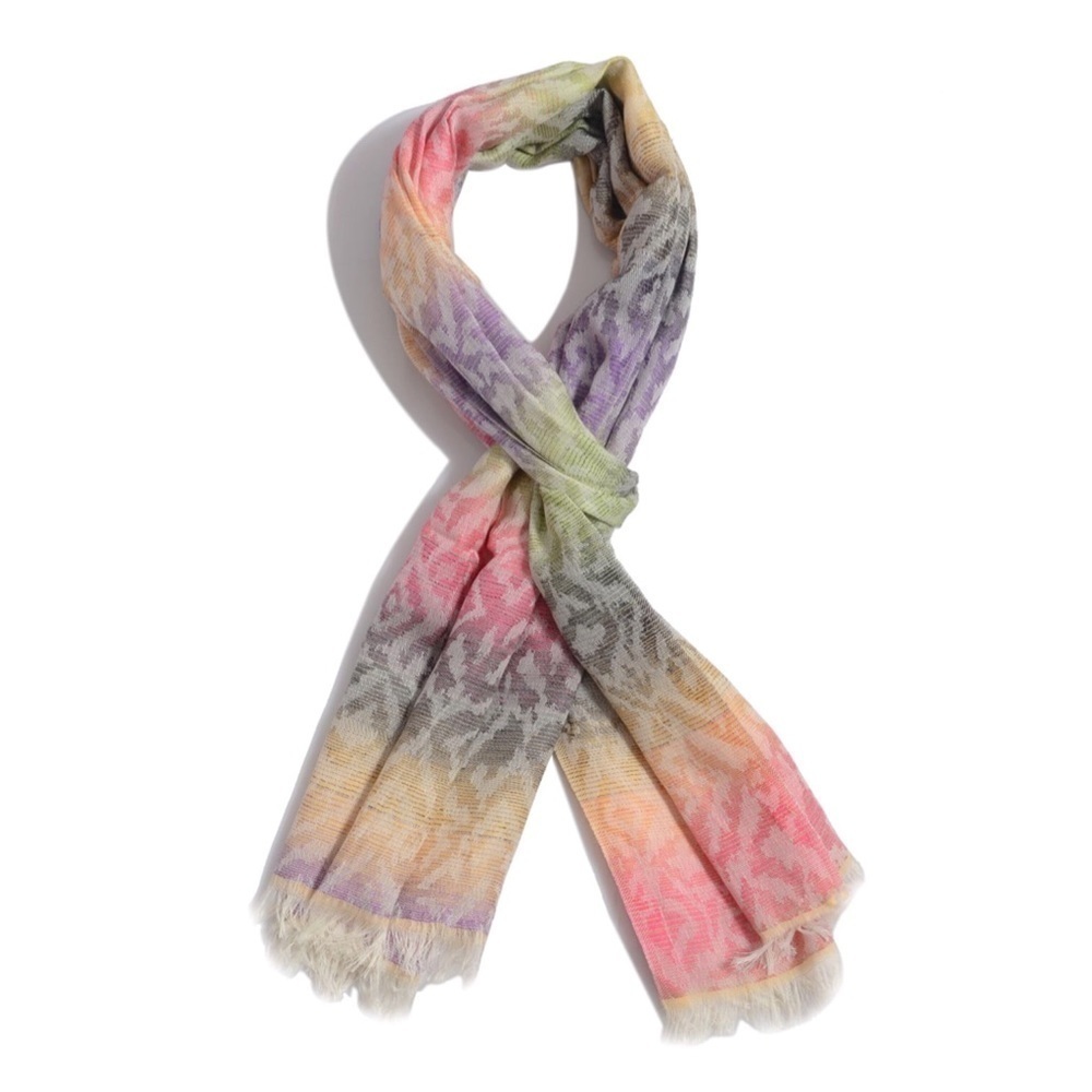 Multi Color Ombré Modal Scarf Lightweight Soft Fringe Wrap Boho Chic - Picture 5 of 8